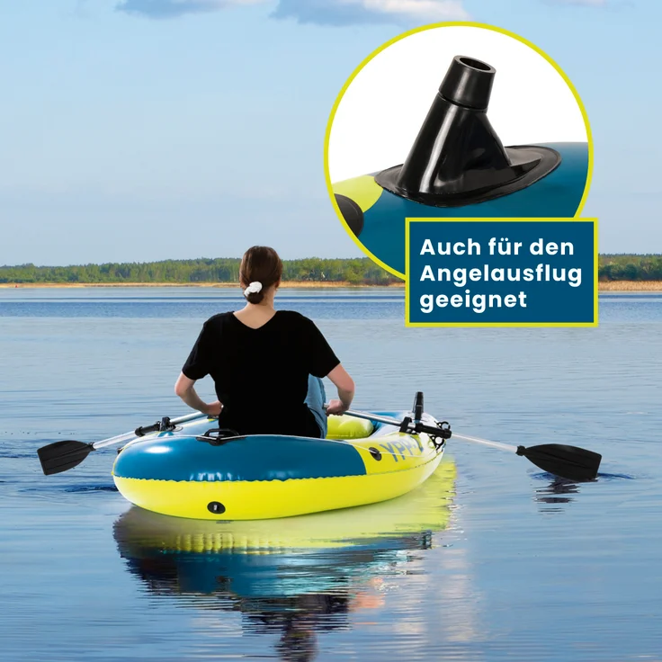 Hoberg Schlauchboot 2-Sitzer - inkl. 2 Paddel & Pumpe - YPP-2 - 252 cm x 125 cm - bis 265kg - Blau/Gelb – Bild 7