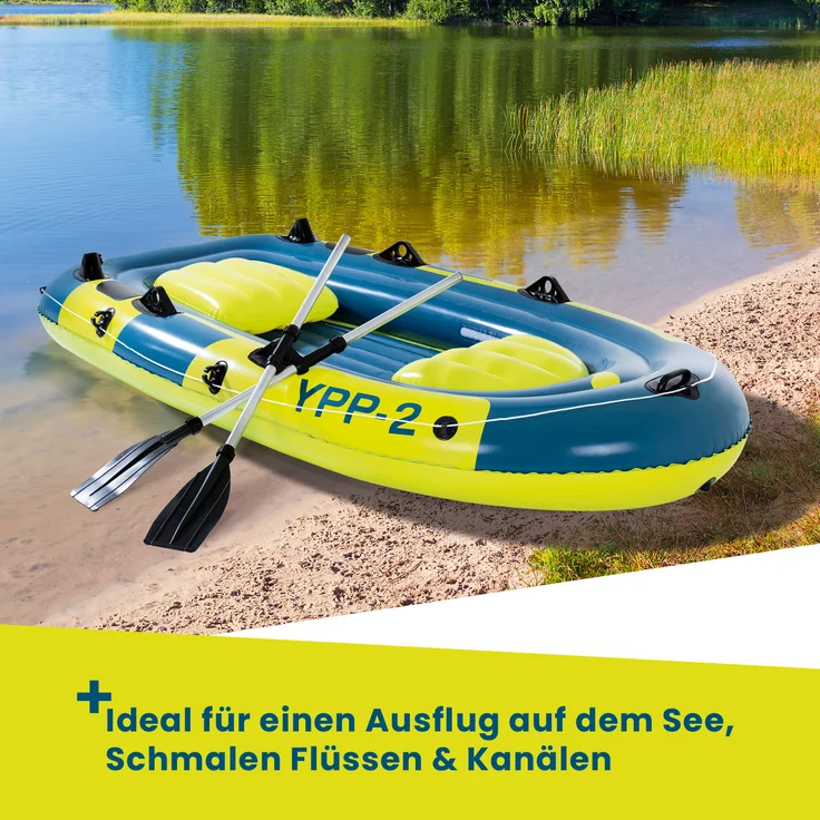 Hoberg Schlauchboot 2-Sitzer - inkl. 2 Paddel & Pumpe - YPP-2 - 252 cm x 125 cm - bis 265kg - Blau/Gelb – Bild 6