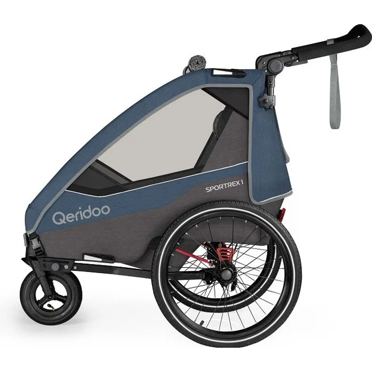 Qeridoo 'Sportrex 1' Fahrradanhänger 2023, Jeans Blue Limited Edition, 1-Sitzer
