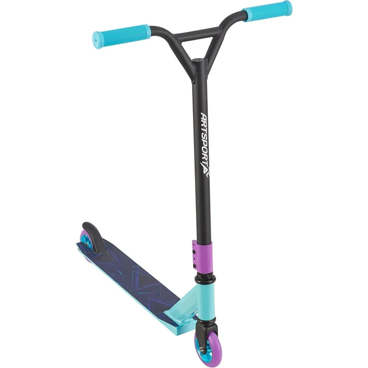 ArtSport 24632 'Stunt Scooter Retro Purple', ab 6 Jahren, 360° Lenker, 100 mm Alu Räder, max. belastbar bis 100 kg, blau/lila – Bild 1