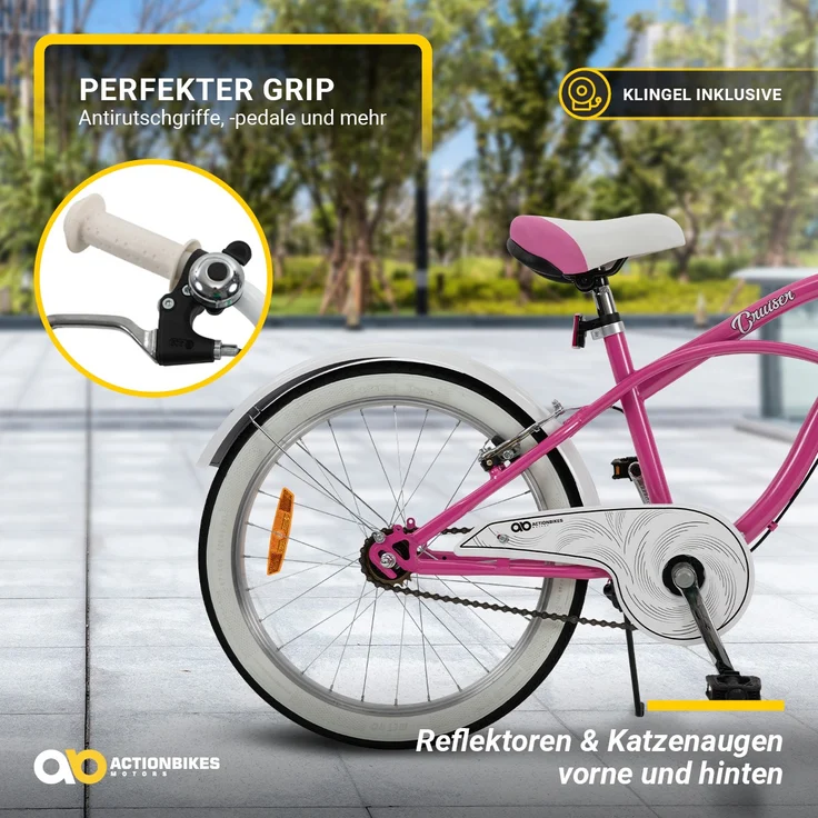 Kinderfahrrad Cruiser 20 Zoll Kinder Fahrrad Rosa Türkis Kinderrad Seitenständer (Rosa) – Bild 5