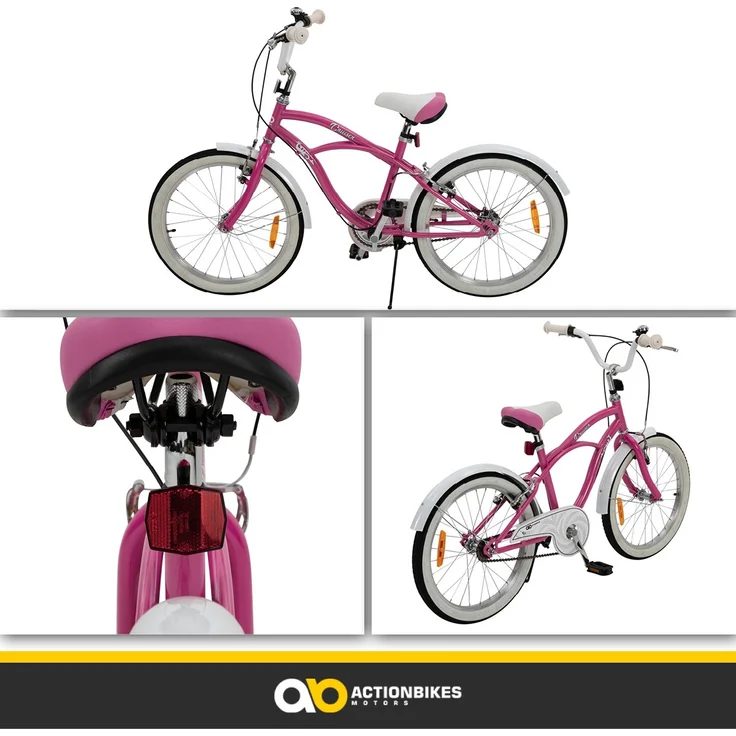 Kinderfahrrad Cruiser 20 Zoll Kinder Fahrrad Rosa Türkis Kinderrad Seitenständer (Rosa) – Bild 8
