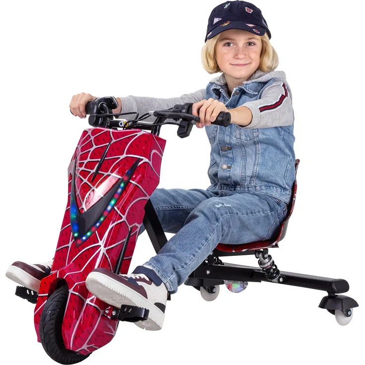 Kinder Elektro Drift Trike Scooter LED Driftrollen 360° bis zu 15km/h drosselbar (Rot) – Bild 10