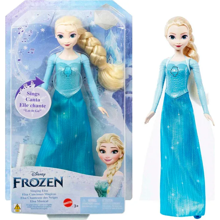 Disney Die Eiskönigin Puppe singend ELSA in ikonischem Outfit, singt freigegeben, ausgestellt, zum Sammeln, Kinderspielzeug, ab 3 Jahren, HMG31