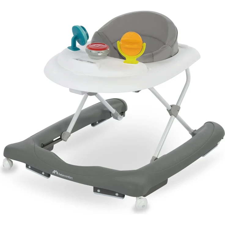 Bebeconfort Explorer Lauflernhilfe, mit abnehmbarem Aktivitätstablett, Einfach zusammenklappbare Lauflernhilfe für Babys, von 6-18 Monaten, bis zu 12kg, Gray Mist