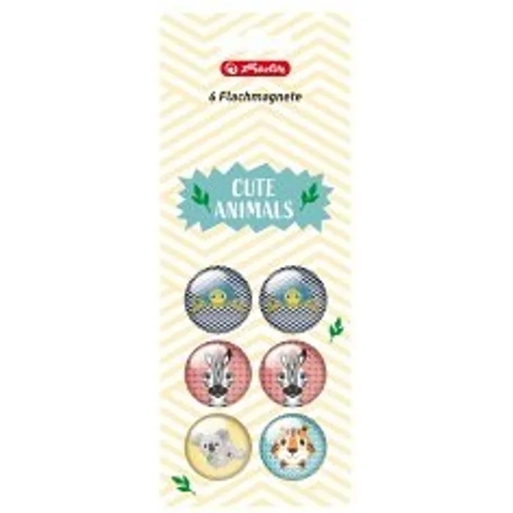 Herlitz Magnet Büro Flachmagnet rund Cute Animals 6er Set