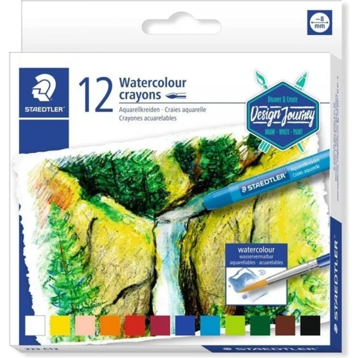 Staedtler Aquarellkreiden 12 Stück wasservermalbar – Bild 1