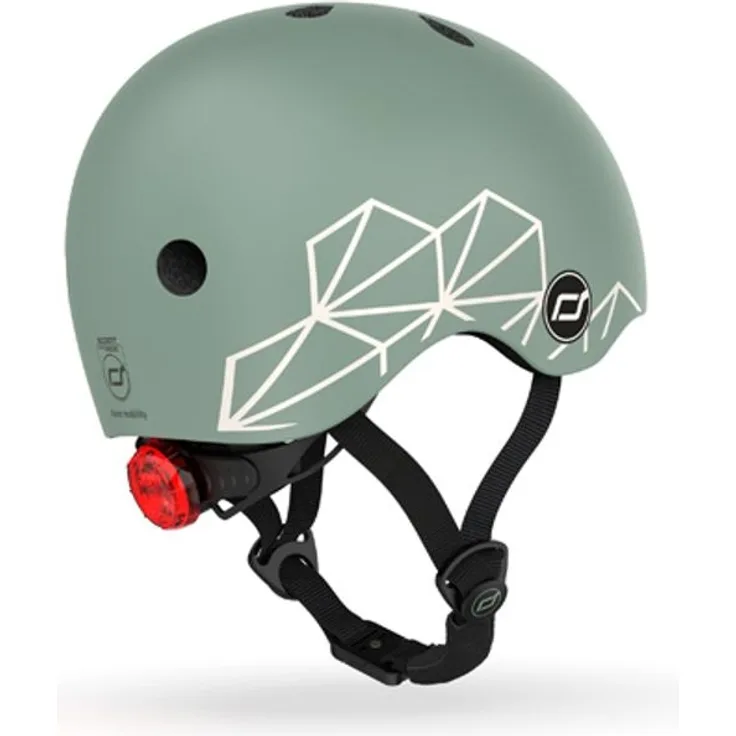 Kinder Helm, "Graphic Green Lines" einstellbar XXS bis S, für Kinder KU von 45 bis 51 cm, Scoot and Ride