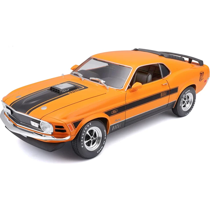 Maisto Ford Mustang Mach 1 (1970): Modellauto im Maßstab 1:18, Türen, Kofferraum und Motorhaube beweglich, orange (531453O)