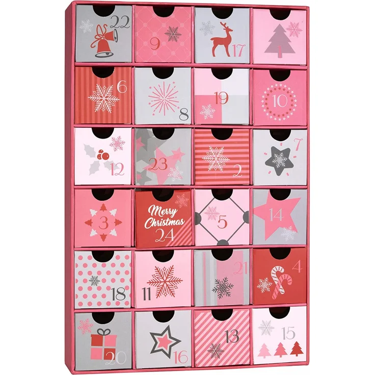 Adventskalender zum Befüllen für Frauen und Mädchen - Weihnachtszauber Rosa Pink - 32,5 cm - Preisvergleich