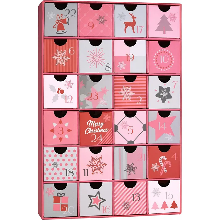 Adventskalender zum Befüllen für Frauen und Mädchen - Weihnachtszauber Rosa Pink - 32,5 cm - Preisvergleich