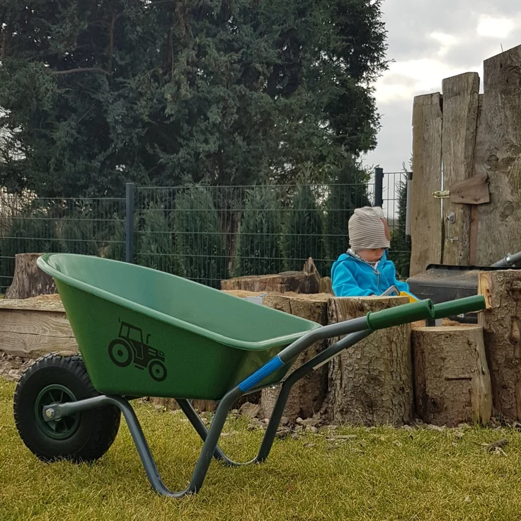 Kinderschubkarre Traktor Schiebkarre Metallschubkarre Gartenkarre Trecker – Bild 4