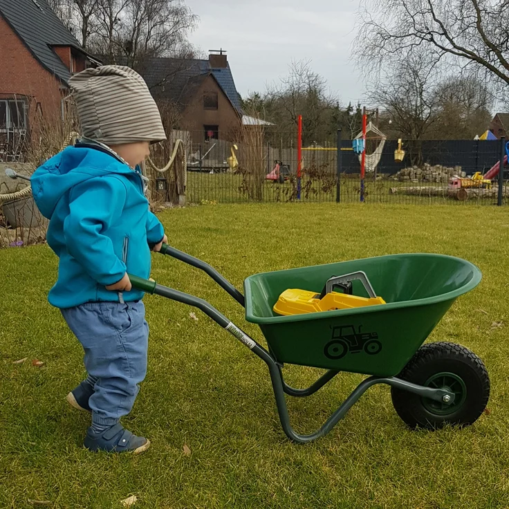 Kinderschubkarre Traktor Schiebkarre Metallschubkarre Gartenkarre Trecker – Bild 2