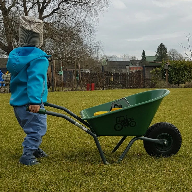 Kinderschubkarre Traktor Schiebkarre Metallschubkarre Gartenkarre Trecker – Bild 3