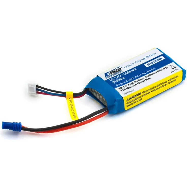 Horizon Hobby EFLB13002S20 - E-flite 1300mAh 2S 7. 4V 20C Lipo| 13 Awg