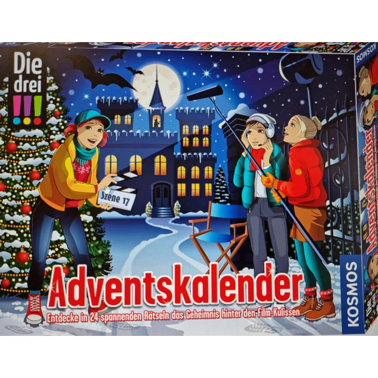 Kosmos 630577 'Die drei !!! Adventskalender 2021', Entdecke das Geheimnis hinter den Film-Kulissen, 24 Detektiv-Gimmicks, ab 8 Jahren