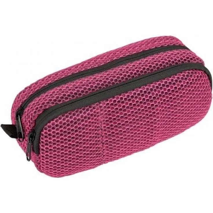 Idena 20076 - Stifte-Etui Mesh, 2 Fächer, Pink, 1 Stück