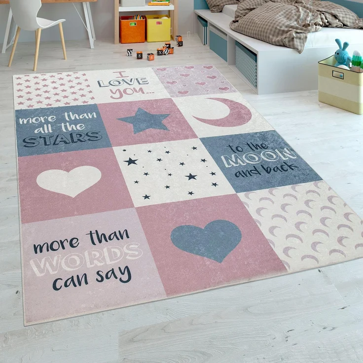 Kinderteppich »Aleyna 101«, Paco Home, rechteckig, Höhe 6 mm, Kurzflor, Kinder Design, Motiv Mond & Sterne, Kinderzimmer – Bild 3