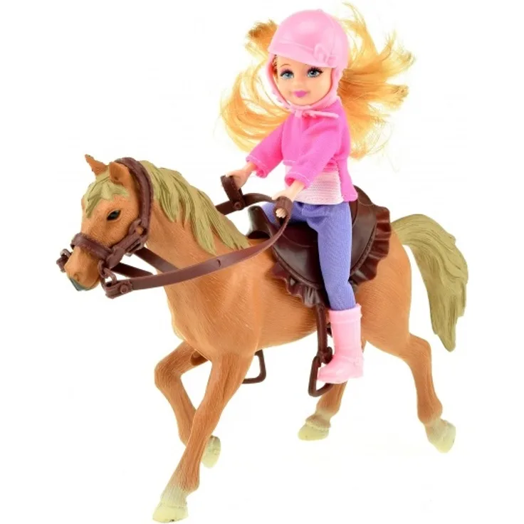 Horses pferd mit Mädchen braun 17 cm