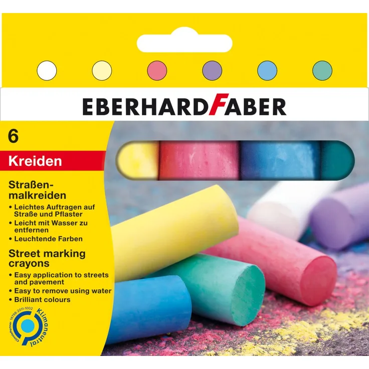 Eberhard Faber Straßenmalkreiden, Kartonetui mit 6 Kreiden
