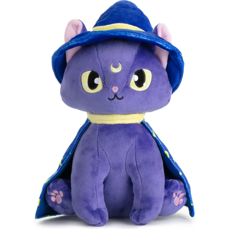 Selena die magische Katze | 30cm Stofftier, Plüschtier, Katzen-Kuscheltier, lila blau gelb