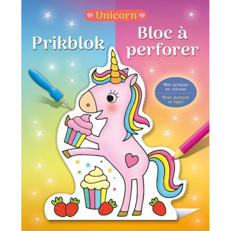 punktionsblock Einhorn 18 x 22 cm mit Punktionsnadel und Filzmatte
