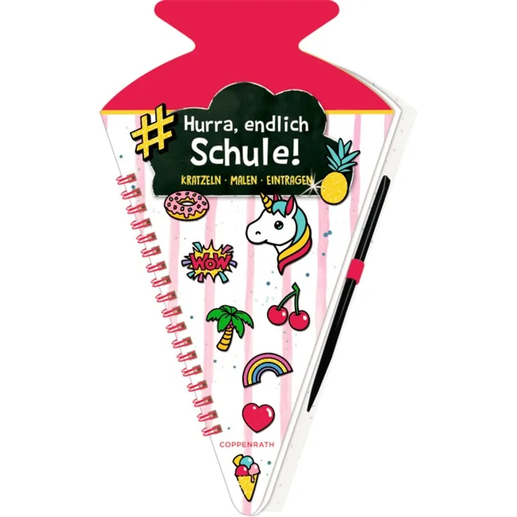 Schultüten-Kratzelbuch Funny Patches,pink - Hurra, endlich Schule!