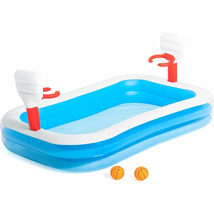 Bestway 'Family Pool "Basketball"', 251 x 168 x 102 cm, ab 6 Jahren, mit Basketballkorb und zwei aufblasbaren Basketbällen