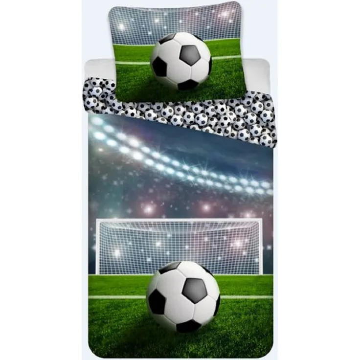 Bettwäsche Fußball Kissenbezug 80 x 80 cm und Bettbezug 135 x 200 cm, 100 % Baumwolle