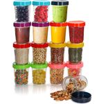 Belle Vous 16 Stk Glas Dosen für Babynahrung mit Kunststoffdeckeln - 350 ml Kleine, Klare, Runde, Luftdichte Babybrei Gläschen - BPA- & Bleifrei - Spülmaschinen- & Mikrowellengeeignet - Für Snacks