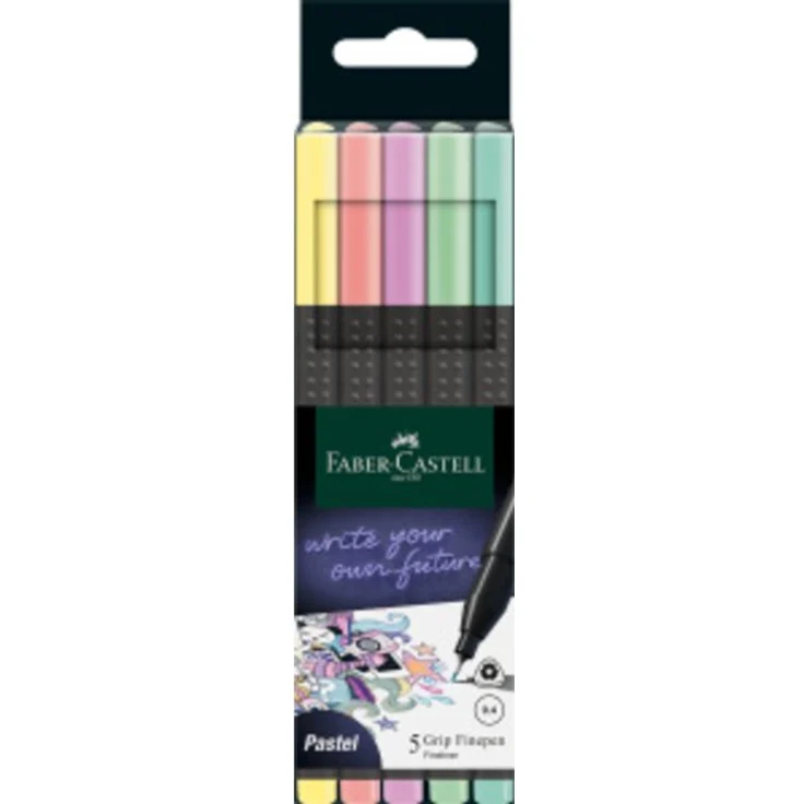 Faber-Castell Fineliner Grip Finepen pastell 5er Set – Bild 1