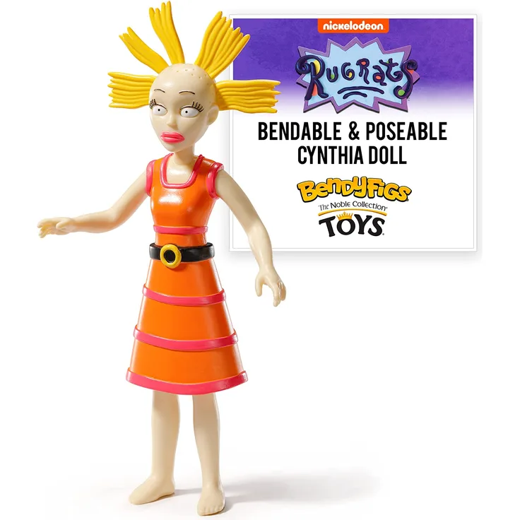 BendyFigs The Noble Collection Rugrats Cynthia - Noble Toys 16cm Bendable Posable Collectible Doll Figure with Stand and Mini Accessory