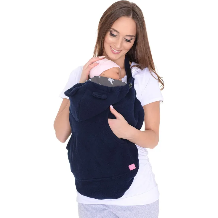 Mija - Tragecover, Universal Bezug für Baby Carrier/Tragetücher/Cape 4023 (Navy Blau/mit Vögeln)