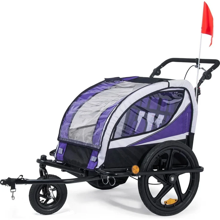 SAMAX 'Jogger 2in1' Fahrradanhänger Lila/Black, 2-Sitzer – Bild 1