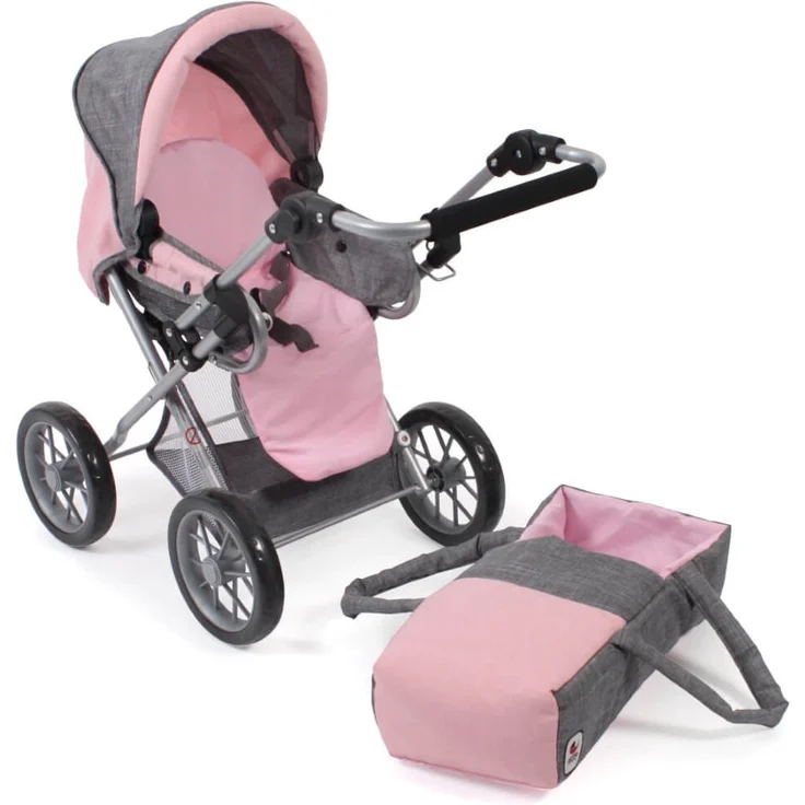 Kombi-Puppenwagen "LENI" Melange grau-rosa – Bild 3