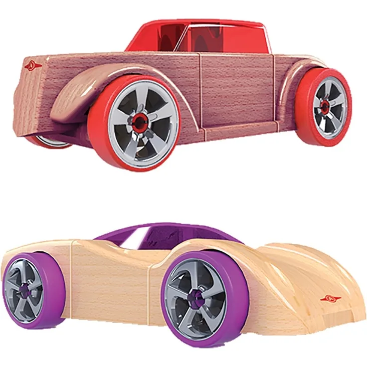 Moni Spielzeugautos 2er Set 53109 Mini 11,50 x 3,80 x 6,50cm aus Holz ab 4 Jahre bunt
