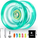 YOSTAR Responsive JoJo für Kinder K2 Plus, Doppelzweck JoJo für Anfänger, Ersatz Nicht reagierendes Lager für mittlere Fortgeschrittene, mit 5 Yoyo-Saiten, Lagerentferner, Tasche (Grün)