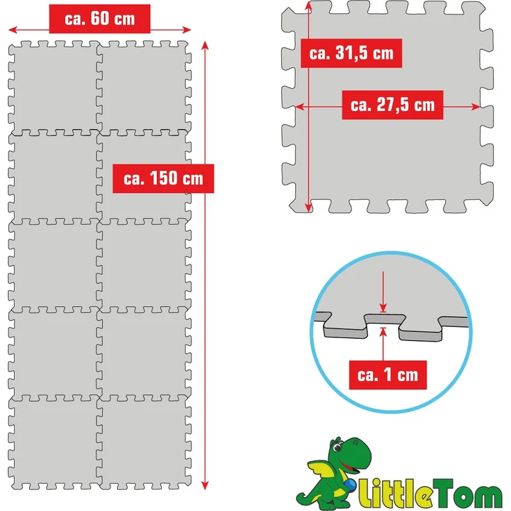 10 Teile Baby Kinder Puzzlematte ab Null - 30x30 Puzzle Spielmatte Krabbelmatte - Preisvergleich – Bild 6