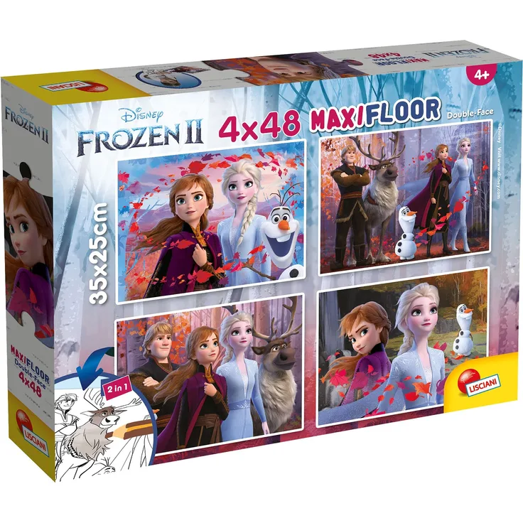 Liscianigiochi 86603 Disney Supermaxi 4 x 48 Frozen 2 Puzzle für Kinder, Mehrfarbig