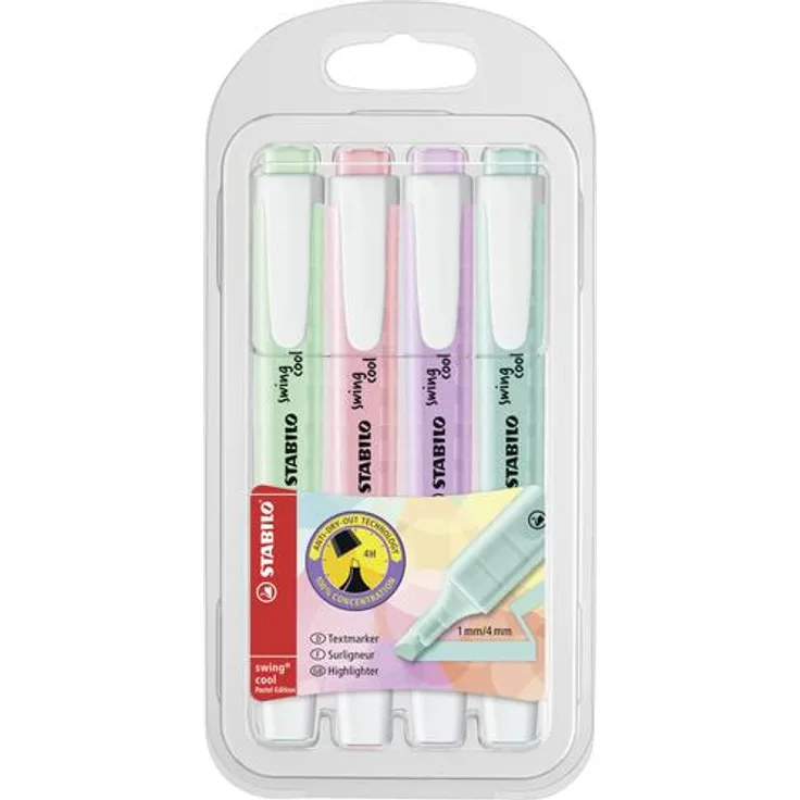 Textmarker - STABILO swing cool Pastel Edition - 4er Pack - Hauch von Minzgrün, - Preisvergleich