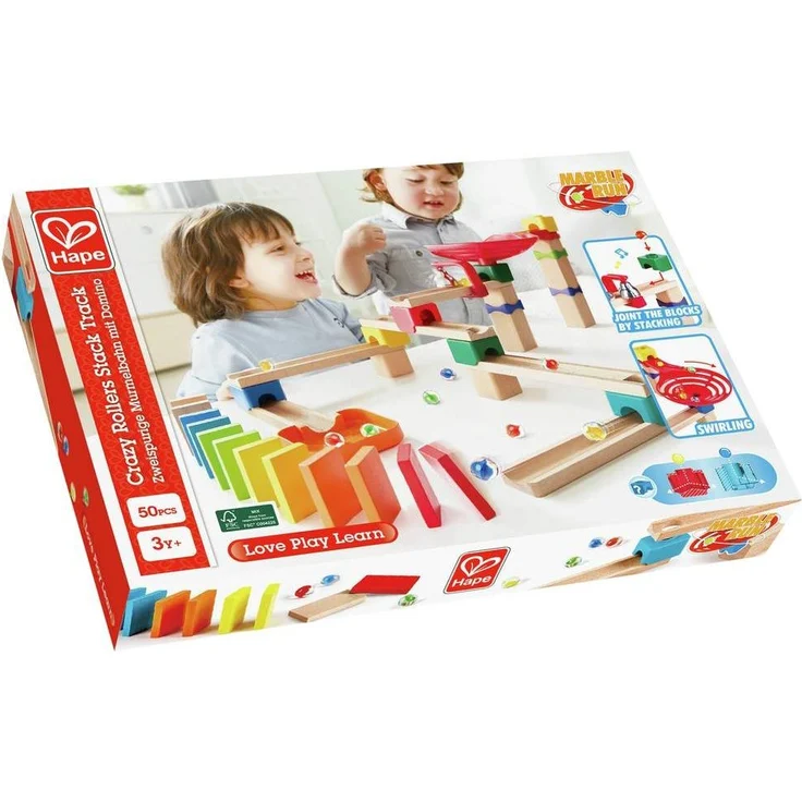 Hape Zweispurige Murmelbahn mit Domino – Bild 3