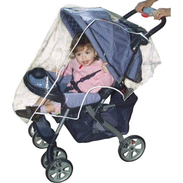 Dreambaby F201 Kinderwagen Regenschutz Wetterschutz Regenverdeck (weiße Einsäumung), transparent