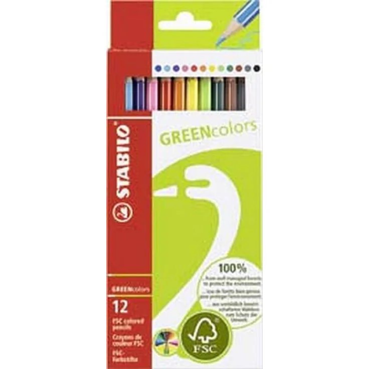 STABILO Umweltfreundlicher Buntstift - GREENcolors - 12er Pack - mit 12 verschiedenen Farben