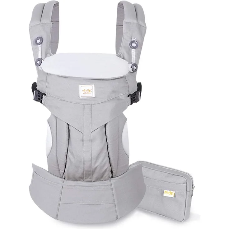 SONARIN Premium Babytrage mit Aufbewahrungstasche,Ergonomisch,Sonnenschutz haube,für Neugeborene& Kleinkinder (0-48 Monate),Maximale Belastung 20kg,Baby Tragetasche und Kindertrage(Grau)
