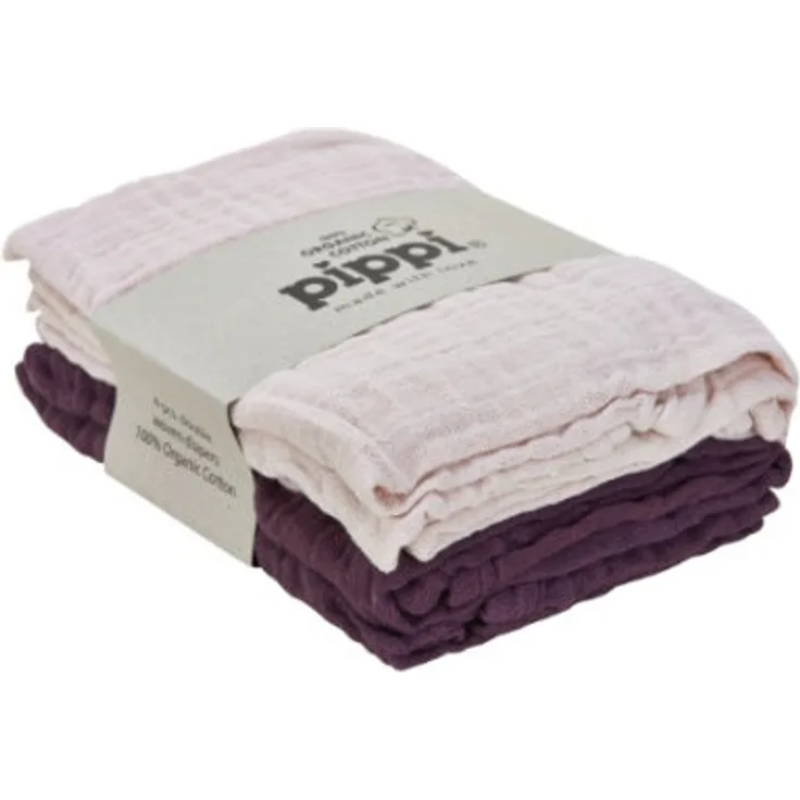 Pippi Muslin Tücher 4er Pack pflaume