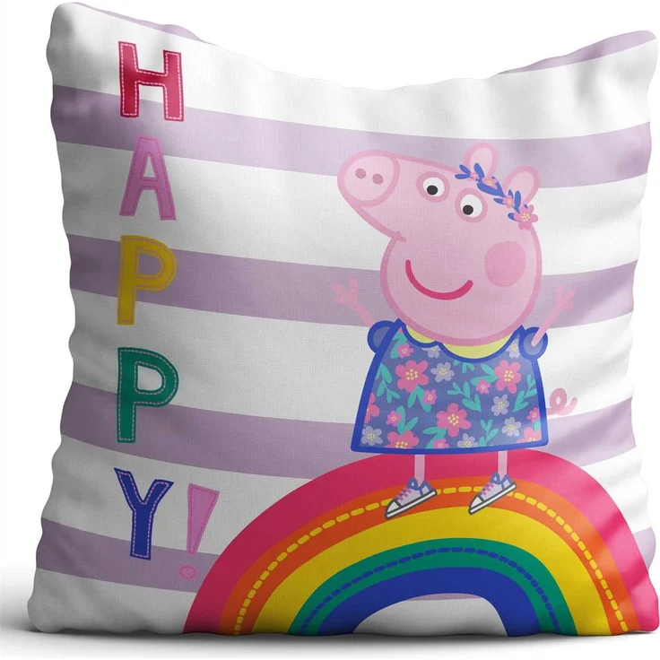 Peppa Wutz Pig Kissen Happy 40x40 cm Kuschelkissen Dekokissen Auto-Kuschel-Kissen Zierkissen Schmusekissen Kopfkissen Rosa Smile Sunny Mama Wutz Papa Wutz George Wutz Doktor Elefant Frau Mümmel – Bild 1