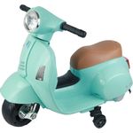 TURBO CHALLENGE 119151 Gepäckträger Vespa GTS Elektro-119151 – Wassergrün – Akku 6 V + USB-Ladegerät im Lieferumfang enthalten – Gewicht max. 25 kg – ab 2 Jahren, L
