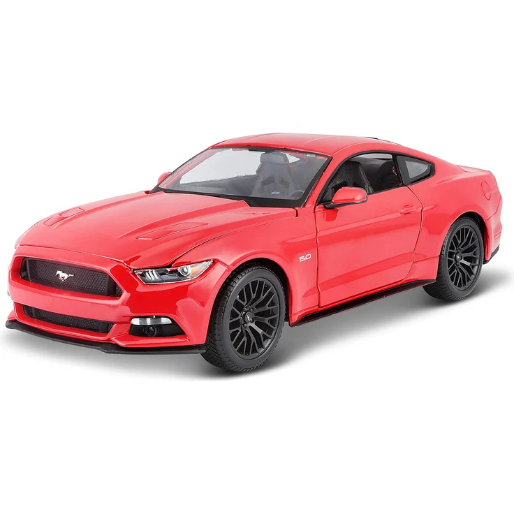 Maisto Ford Mustang '15: Modellauto mit Federung, Maßstab 1:18, Türen und Motorhaube beweglich, Fertigmodell, lenkbar, 24 cm, rot (531197) – Bild 1