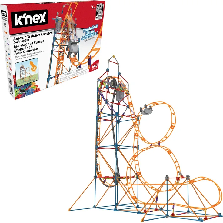 K'NEX 80216 Amazin' 8 Coaster , Colourful Construction Set for Boys and Girls, 448 Piece Kids Building Set for Children Aged 7 Years and Older