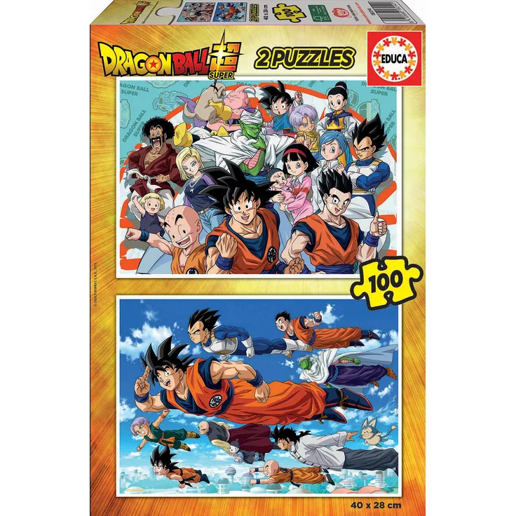 Educa 18214 Dragon Ball Super, Puzzle-Set 2 x 100 Teile, Kinderpuzzle ab 5 Jahren, Mehrfarbig